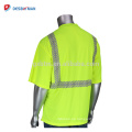 2018 Nueva moda 100% poliéster birdseye malla camisetas alta visibilidad transpirable camisa reflectante trabajo con bolsillo